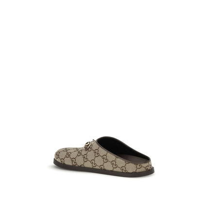 Gucci Camel and Dark Brown GG Canvas Mules for Women