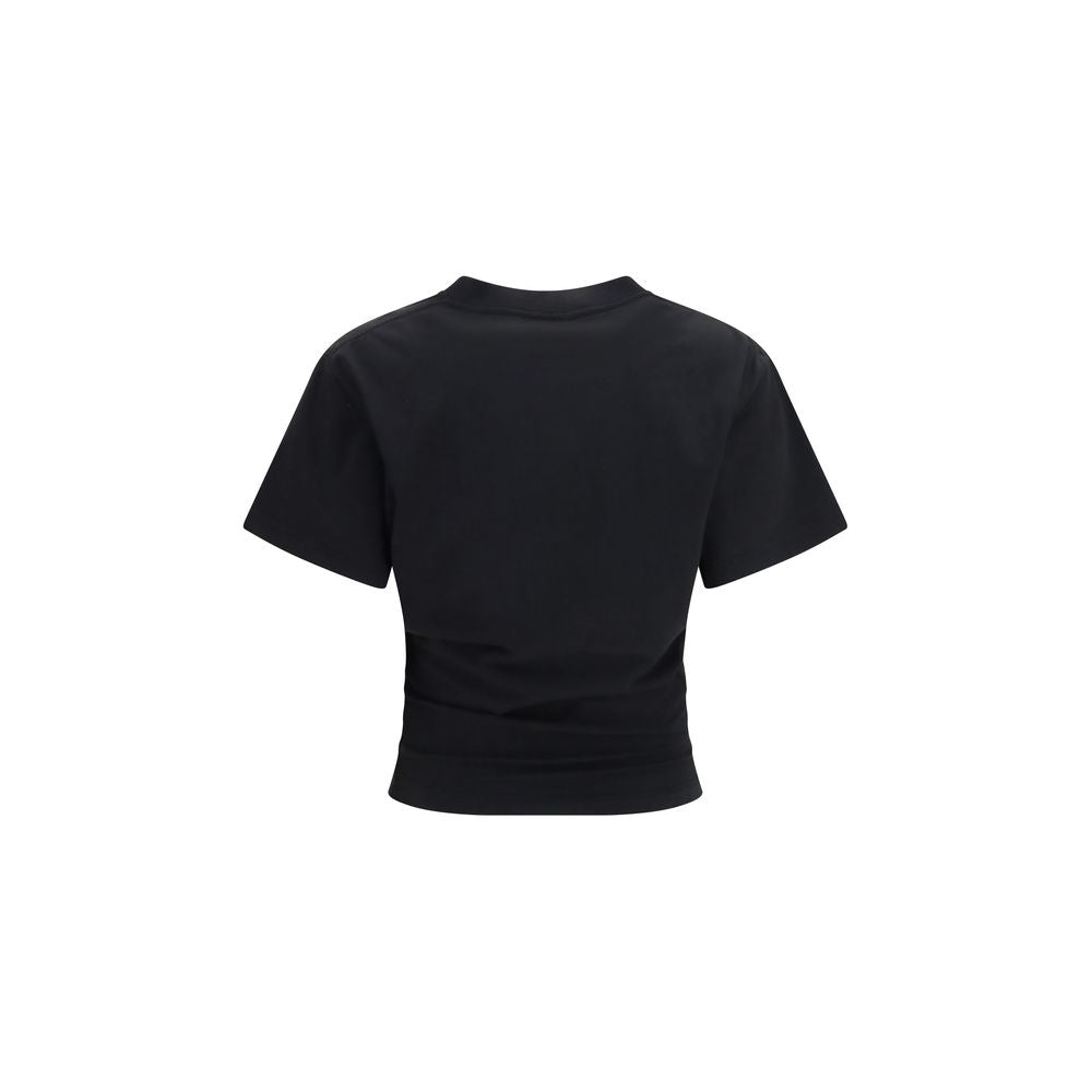 Balenciaga Black Cotton Vintage Holiday Cropped T-Shirt