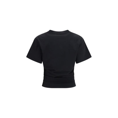 Balenciaga Black Cotton Vintage Holiday Cropped T-Shirt