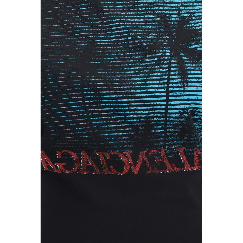 Balenciaga Black Cotton Vintage Holiday Cropped T-Shirt