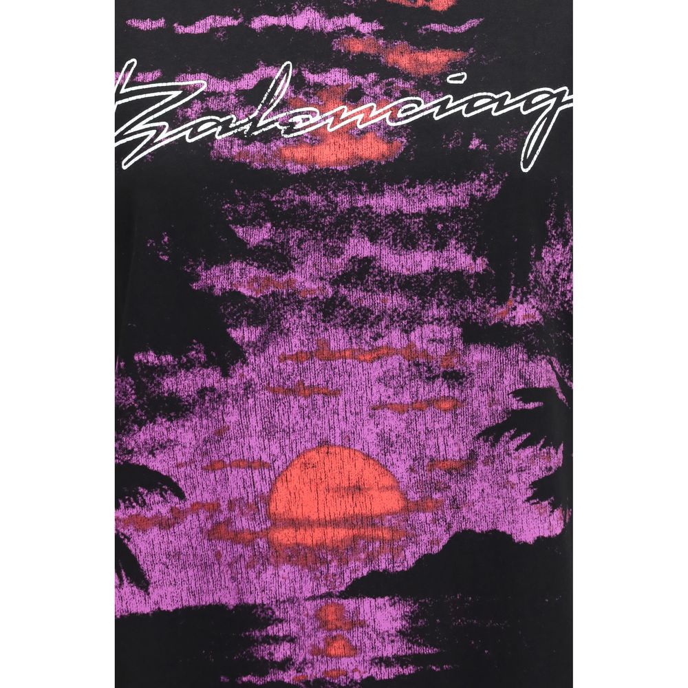 Balenciaga Black Cotton Sunset Graphic Dream Medium Fit T-Shirt