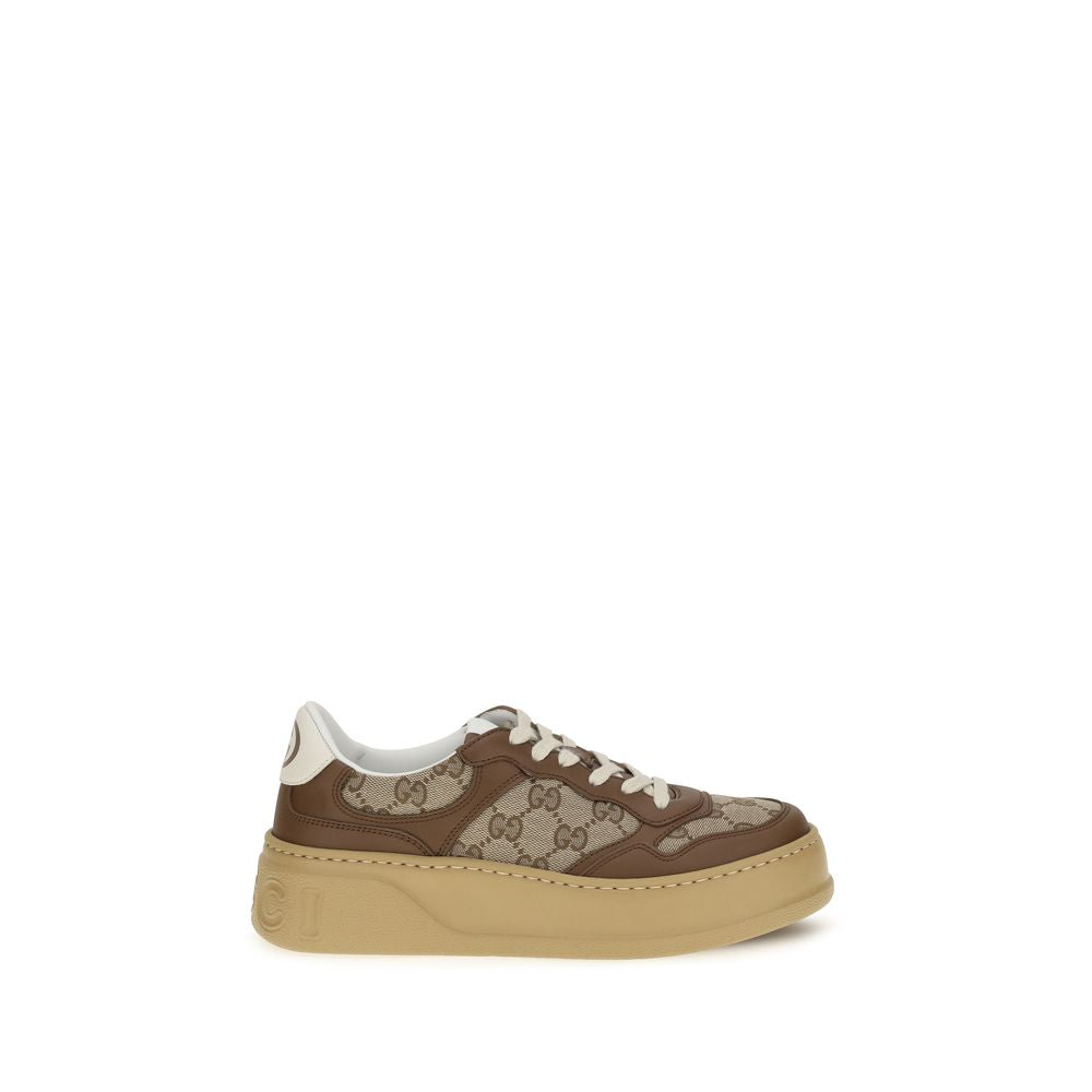 Gucci Beige Calf Leather GG Chunky Sneakers
