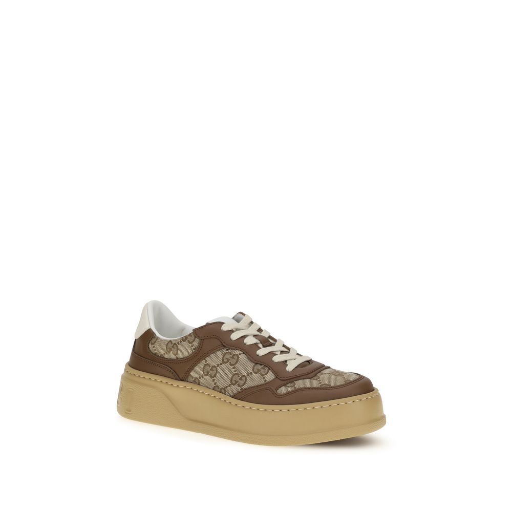 Gucci Beige Calf Leather GG Chunky Sneakers