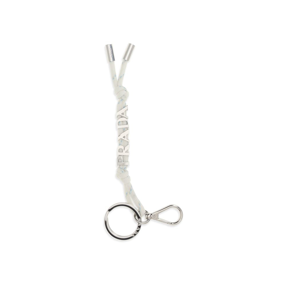 Prada White Recycled Polyamide Speedrock Keychain