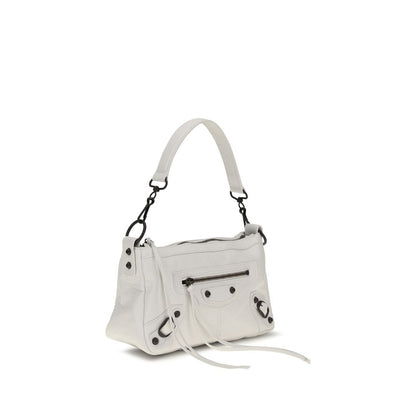 Balenciaga White Lamb Leather Le City Moto Mini Handbag