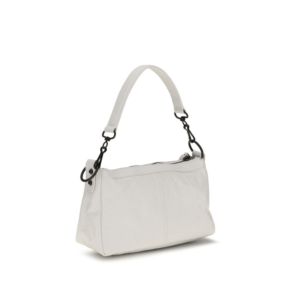 Balenciaga White Lamb Leather Le City Moto Mini Handbag