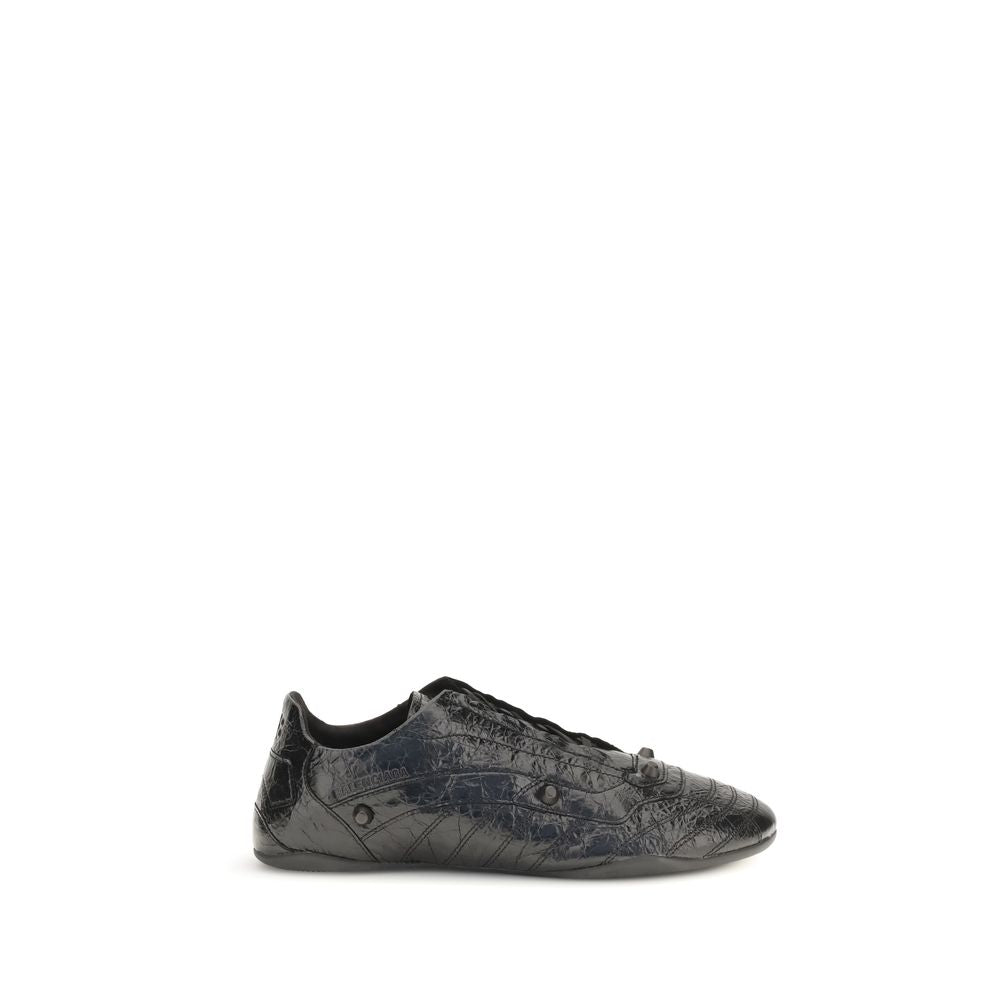 Balenciaga Black Crinkled Leather City Sneakers