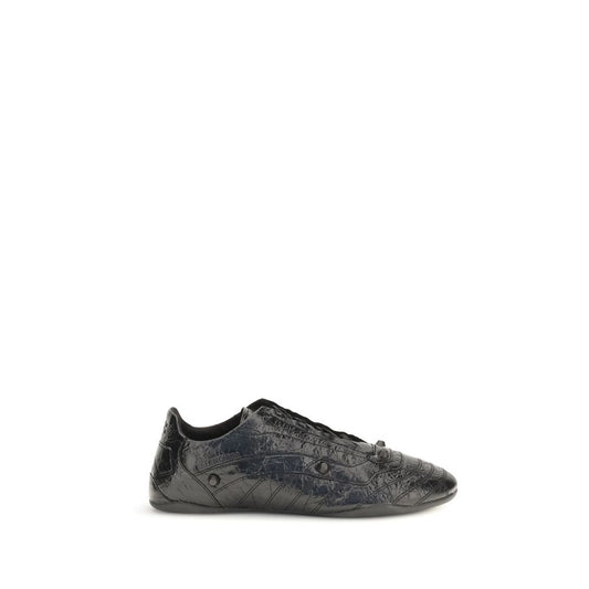 Balenciaga Black Crinkled Leather City Sneakers