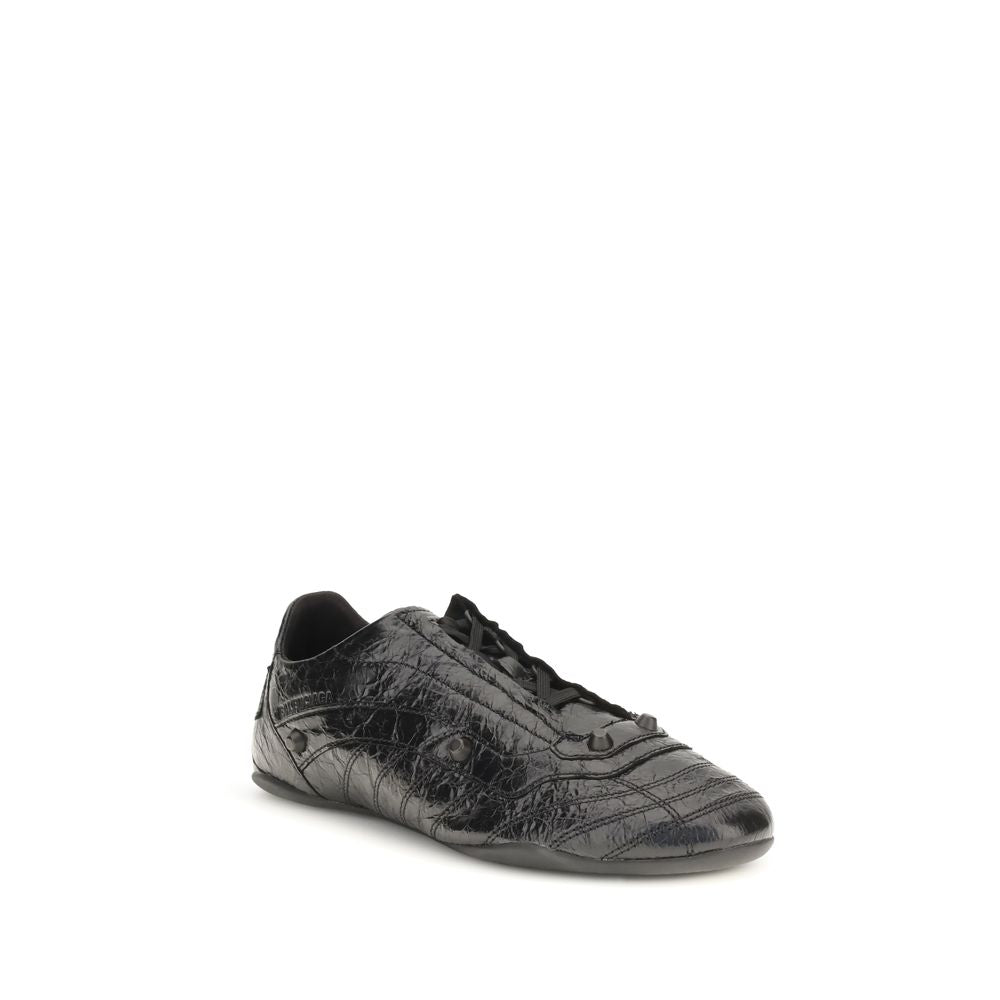 Balenciaga Black Crinkled Leather City Sneakers