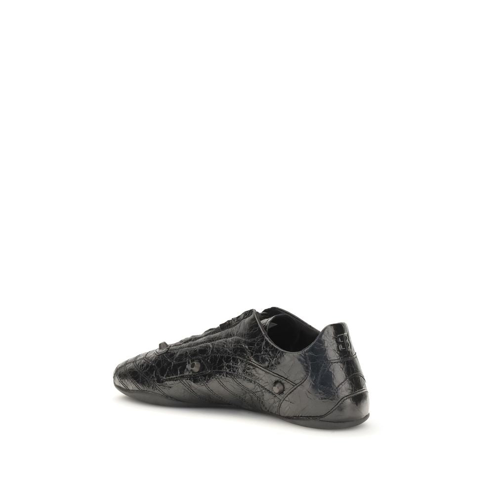 Balenciaga Black Crinkled Leather City Sneakers