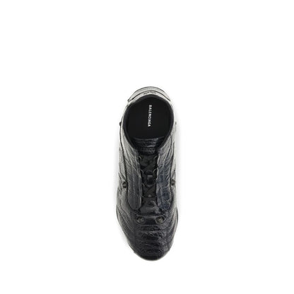 Balenciaga Black Crinkled Leather City Sneakers