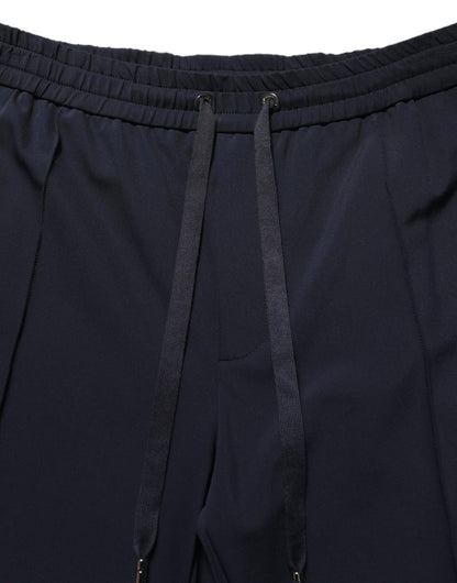 Dolce & Gabbana Dark Blue Drawstring Nylon Jogger Sweatpants Pants