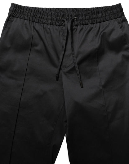 Dolce & Gabbana Black Drawstring Cotton Jogger Pants