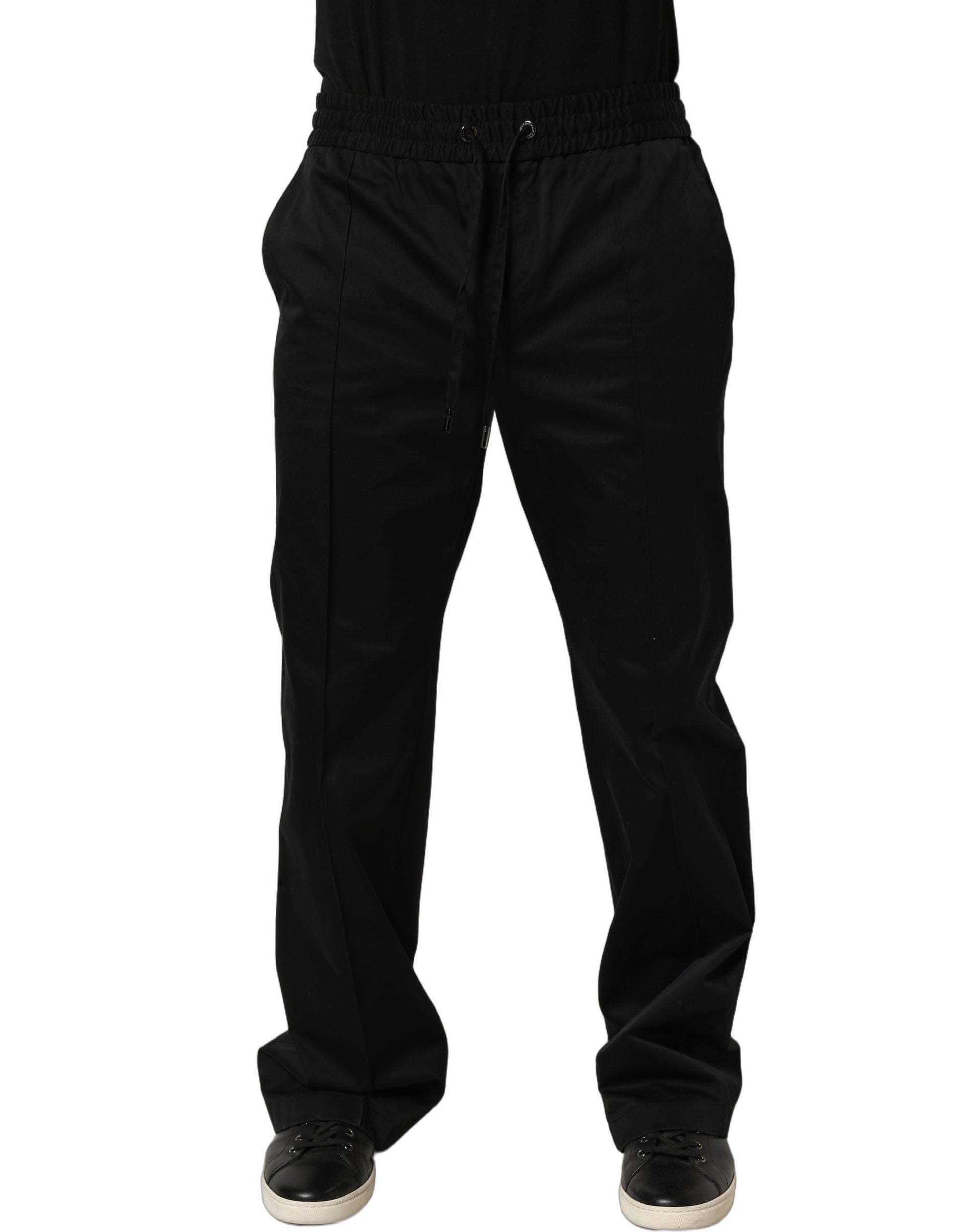 Dolce & Gabbana Black Drawstring Cotton Jogger Pants
