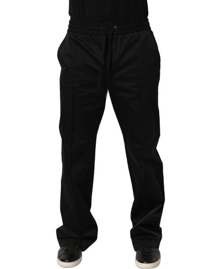 Dolce & Gabbana Black Drawstring Cotton Jogger Pants