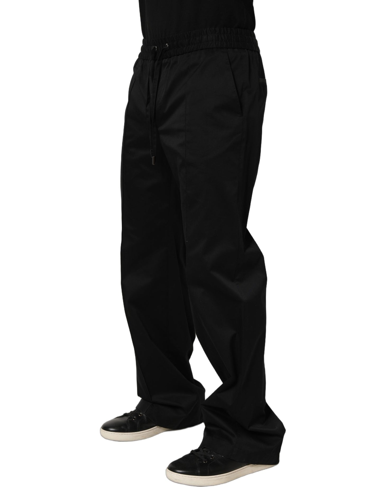 Dolce & Gabbana Black Drawstring Cotton Jogger Pants