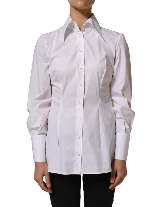 Dolce & Gabbana White Collared Long Sleeves Dress Shirt Top
