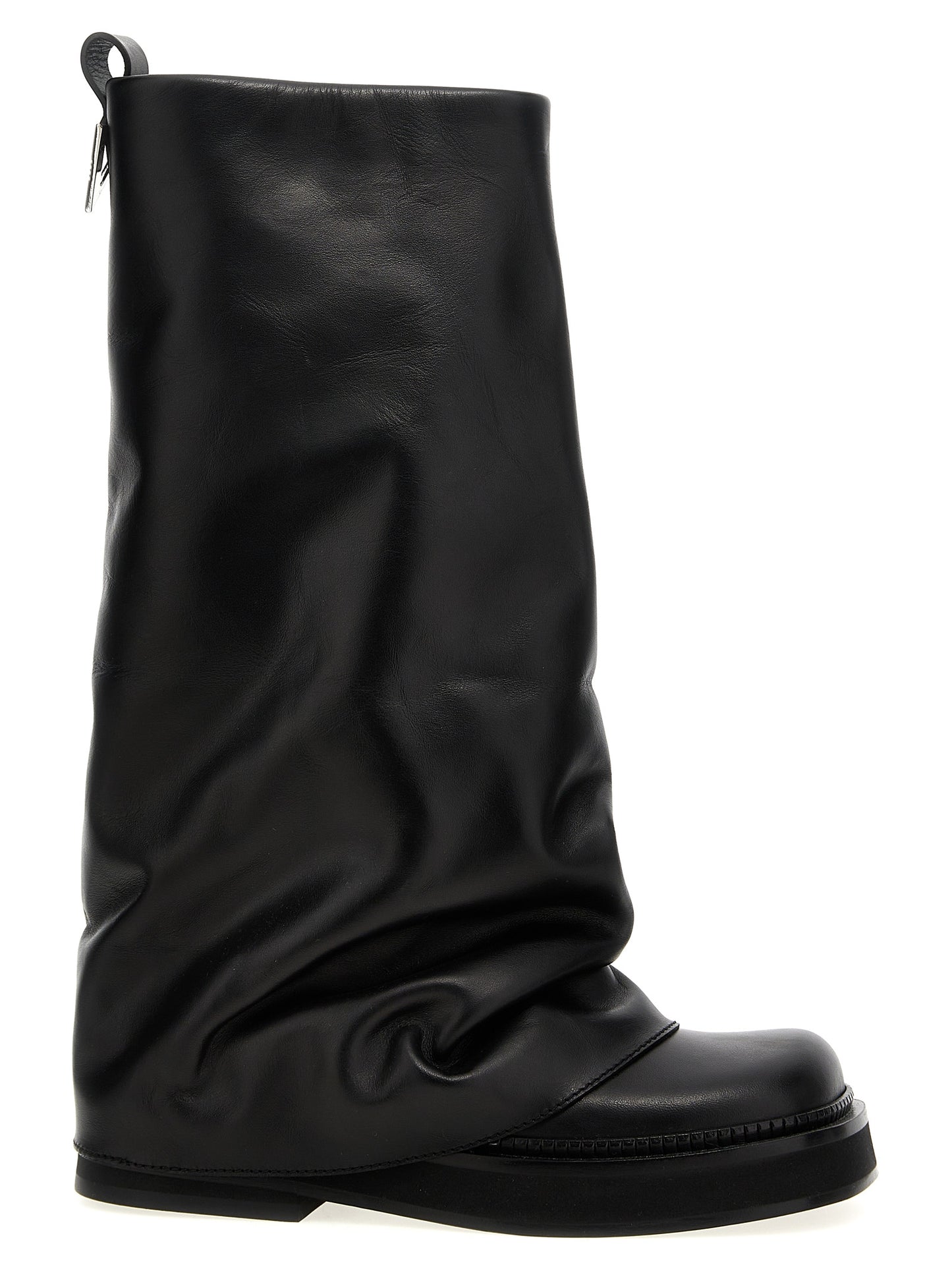 The Attico Black Calfskin Over The Knee Boots