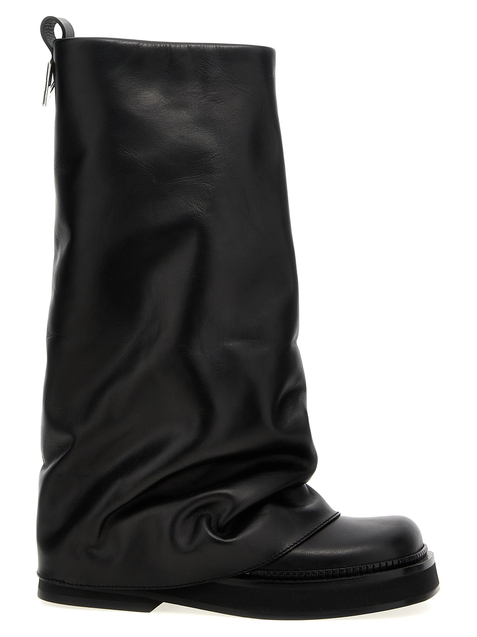 The Attico Black Calfskin Over The Knee Boots