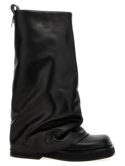The Attico Black Calfskin Over The Knee Boots