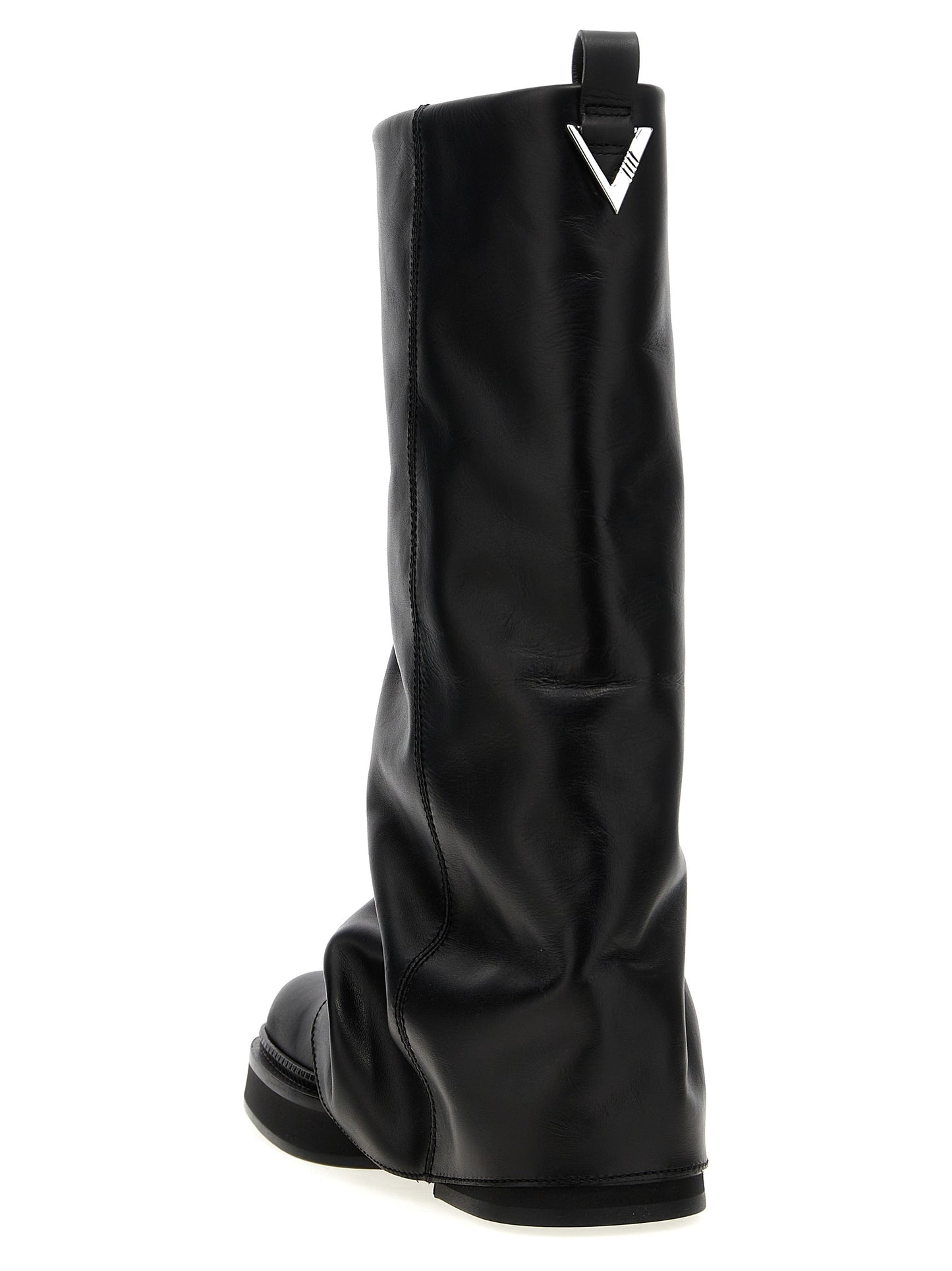 The Attico Black Calfskin Over The Knee Boots