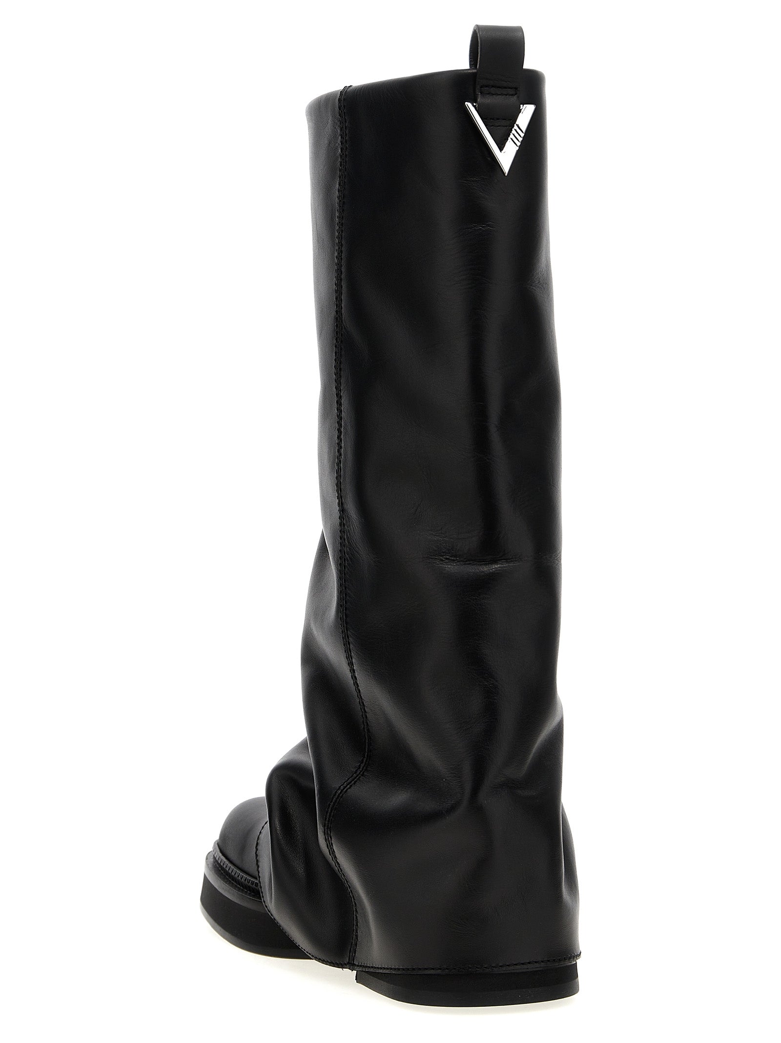 The Attico Black Calfskin Over The Knee Boots