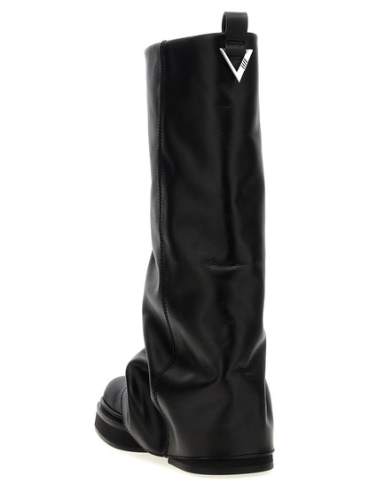 The Attico Black Calfskin Over The Knee Boots