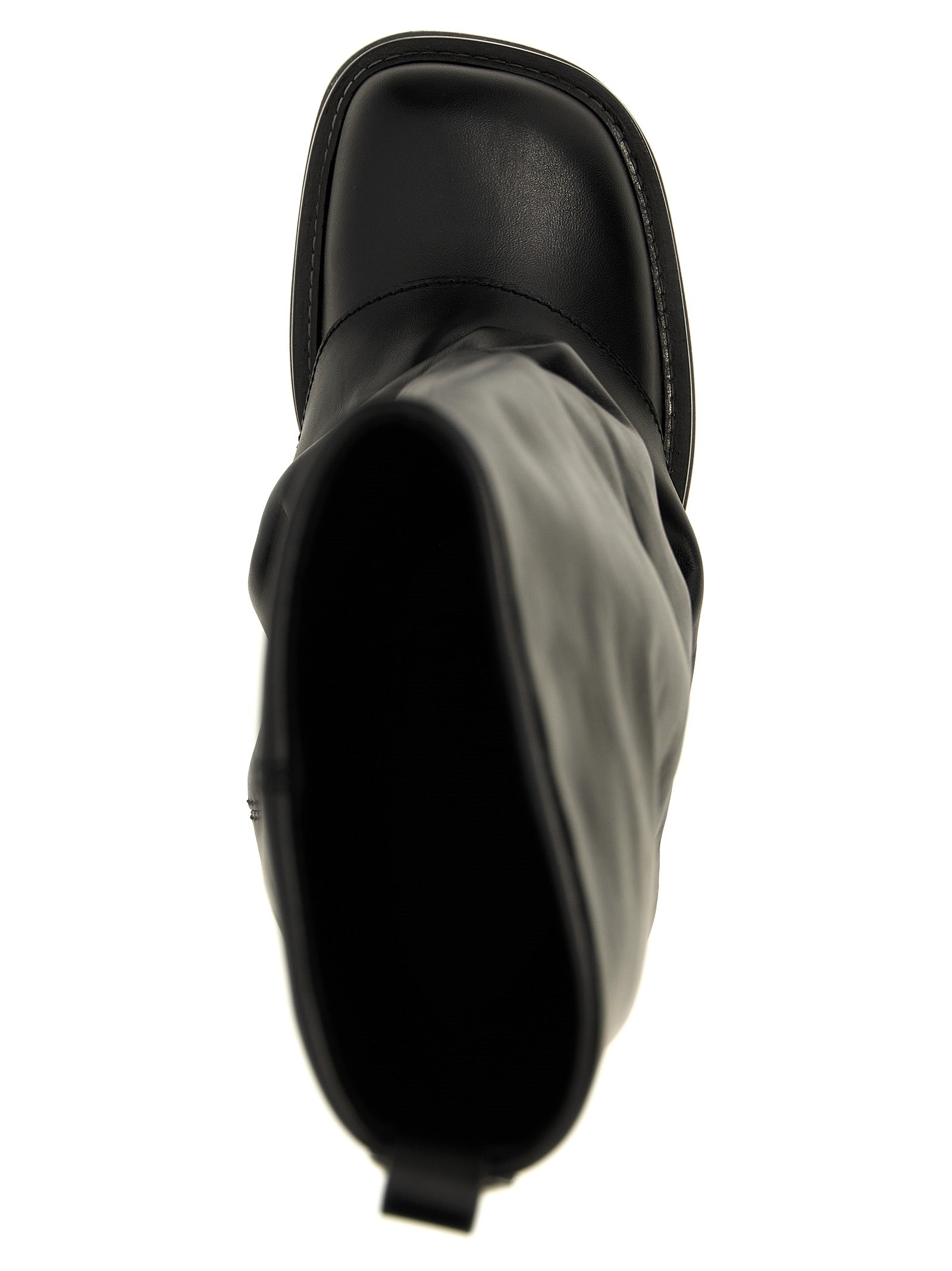 The Attico Black Calfskin Over The Knee Boots