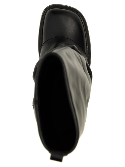 The Attico Black Calfskin Over The Knee Boots