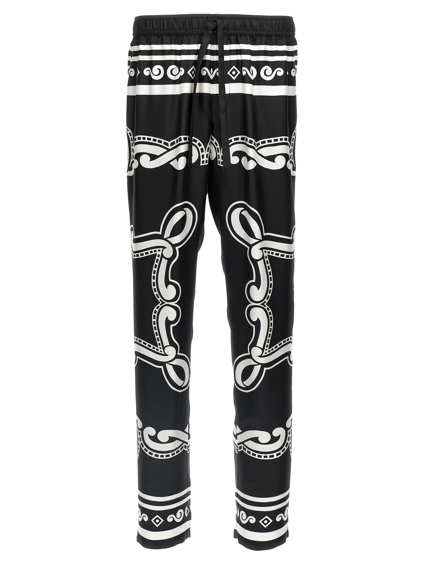 Dolce & Gabbana Black & White Bandana-Print Silk Pyjama Pants