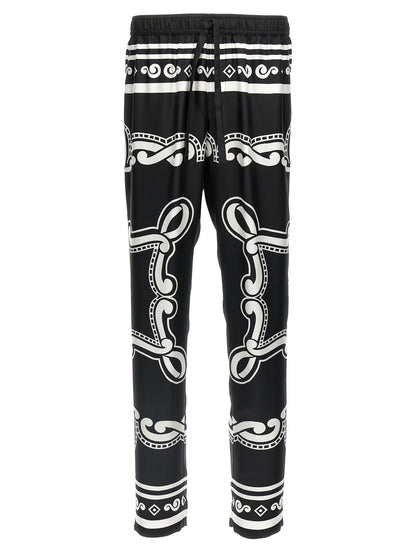 Dolce & Gabbana Black & White Bandana-Print Silk Pyjama Pants
