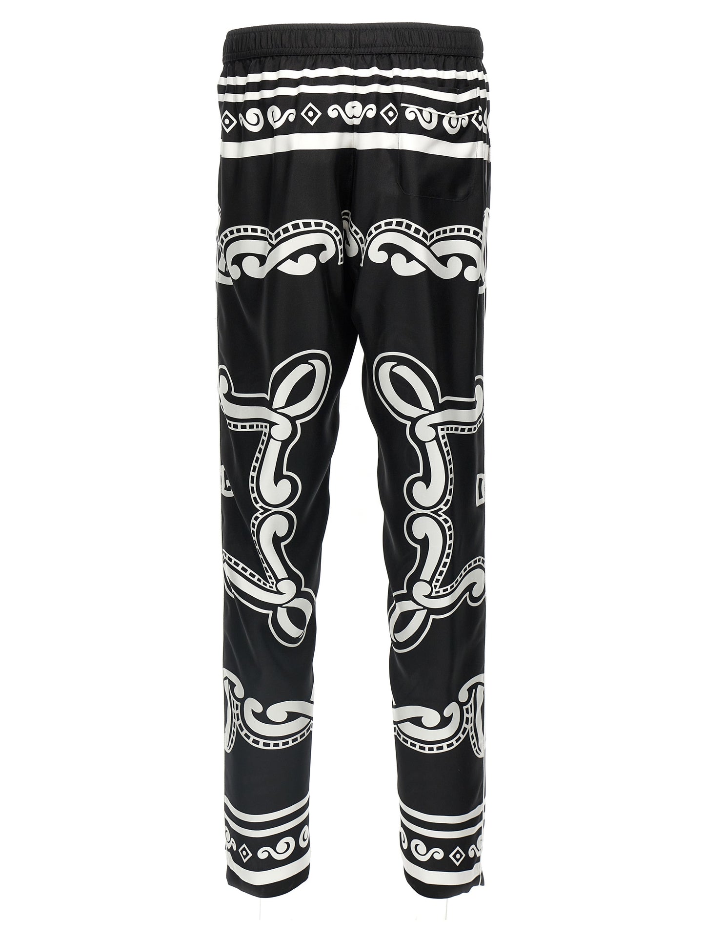 Dolce & Gabbana Black & White Bandana-Print Silk Pyjama Pants