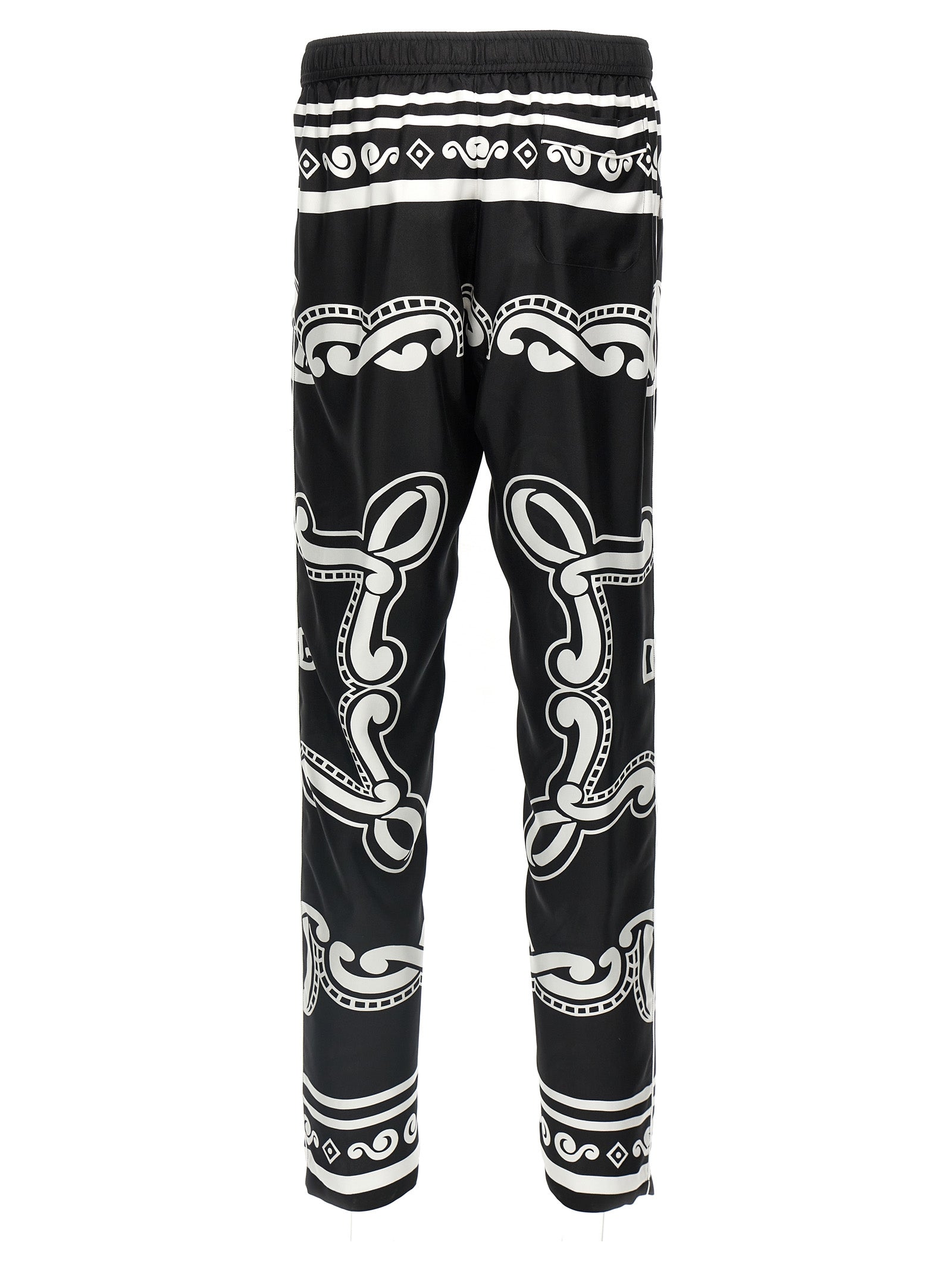 Dolce & Gabbana Black & White Bandana-Print Silk Pyjama Pants