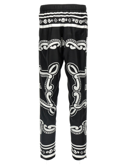 Dolce & Gabbana Black & White Bandana-Print Silk Pyjama Pants