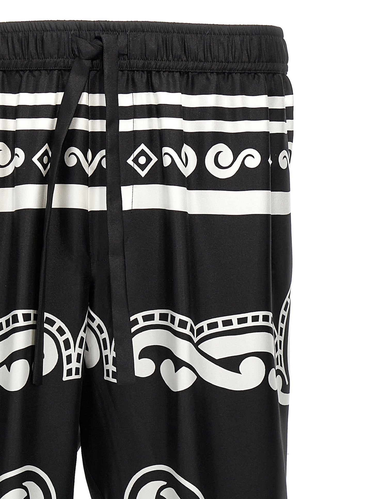Dolce & Gabbana Black & White Bandana-Print Silk Pyjama Pants