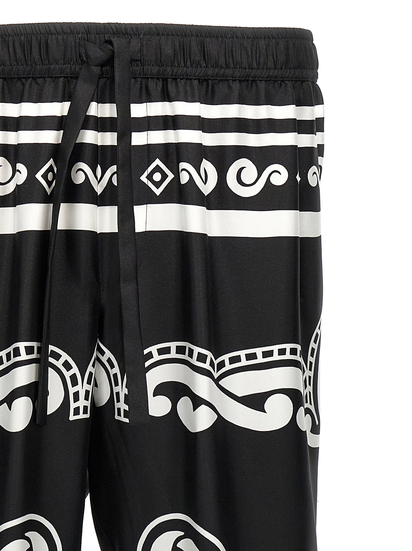 Dolce & Gabbana Black & White Bandana-Print Silk Pyjama Pants
