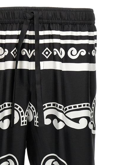 Dolce & Gabbana Black & White Bandana-Print Silk Pyjama Pants
