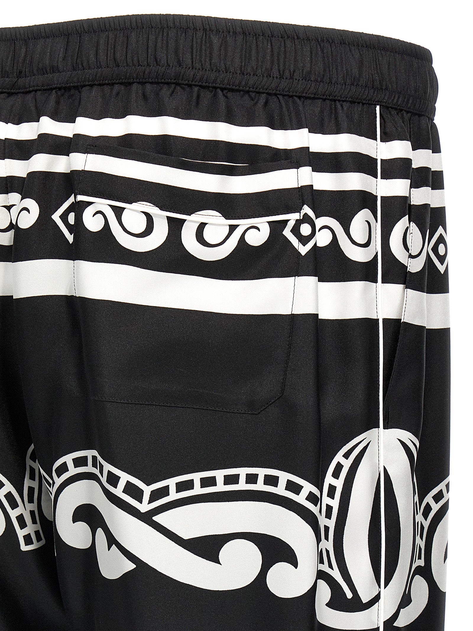 Dolce & Gabbana Black & White Bandana-Print Silk Pyjama Pants