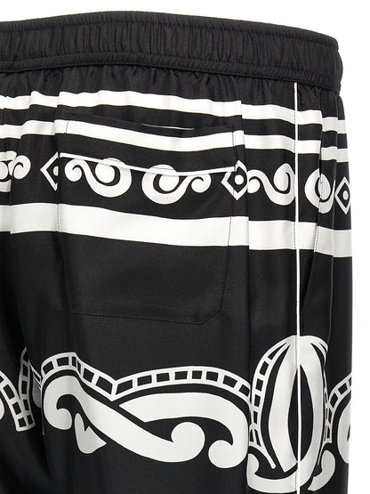 Dolce & Gabbana Black & White Bandana-Print Silk Pyjama Pants