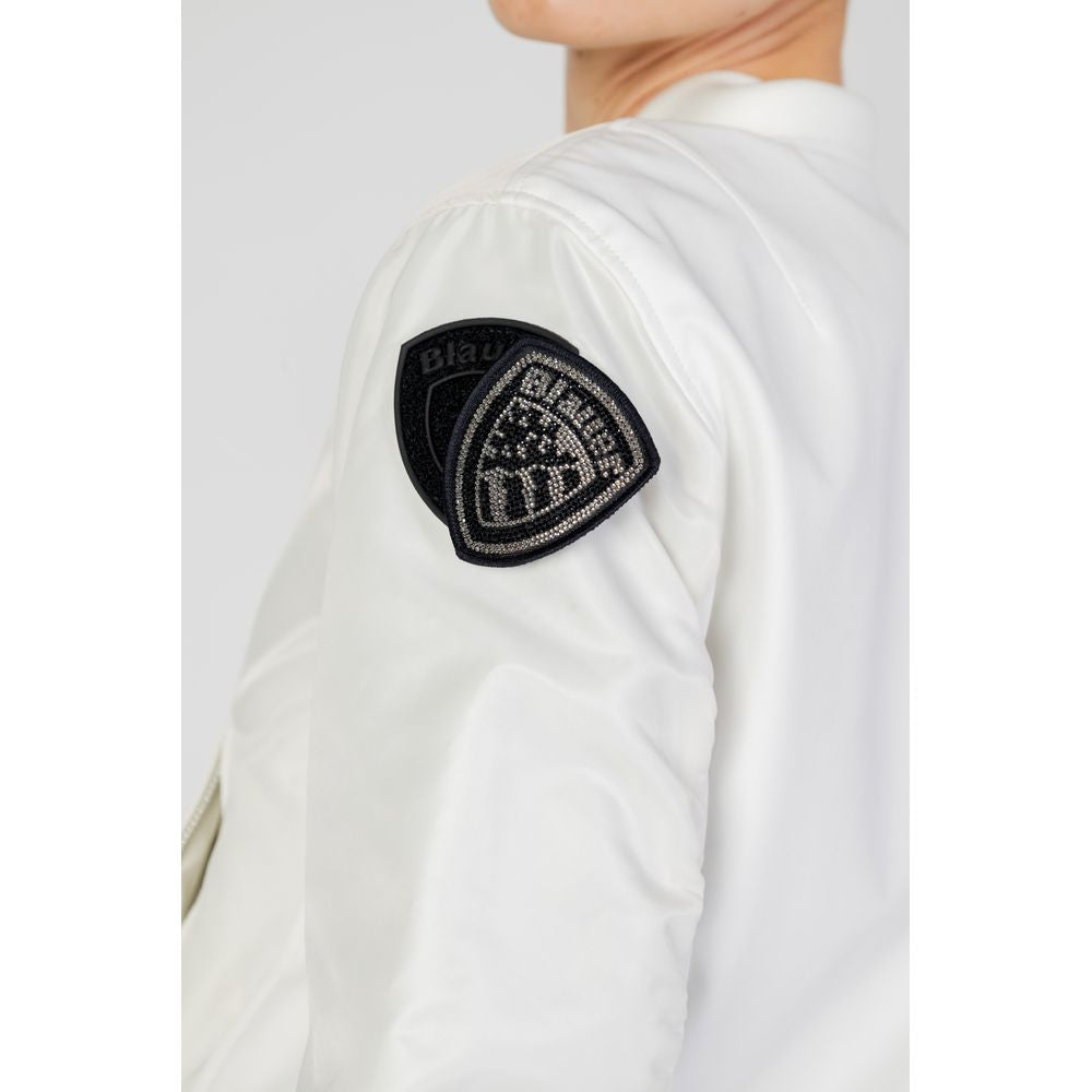Blauer White Polyamide Bomber Jacket