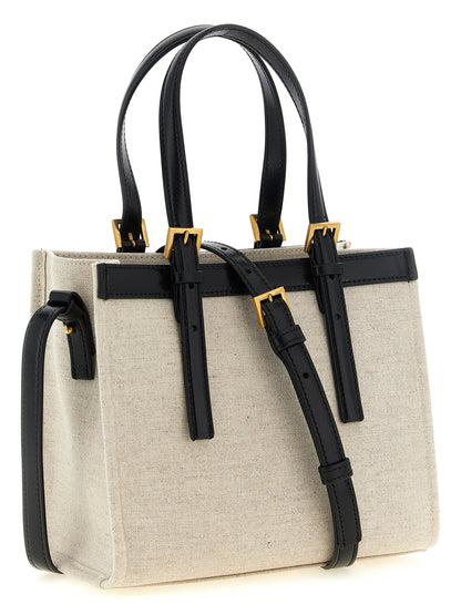 Versace Beige Linen and Cotton Canvas Rivière Mini Shopping Bag