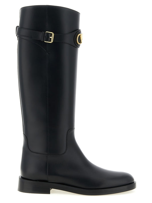 Valentino Garavani Black Calfskin Over The Knee Boots