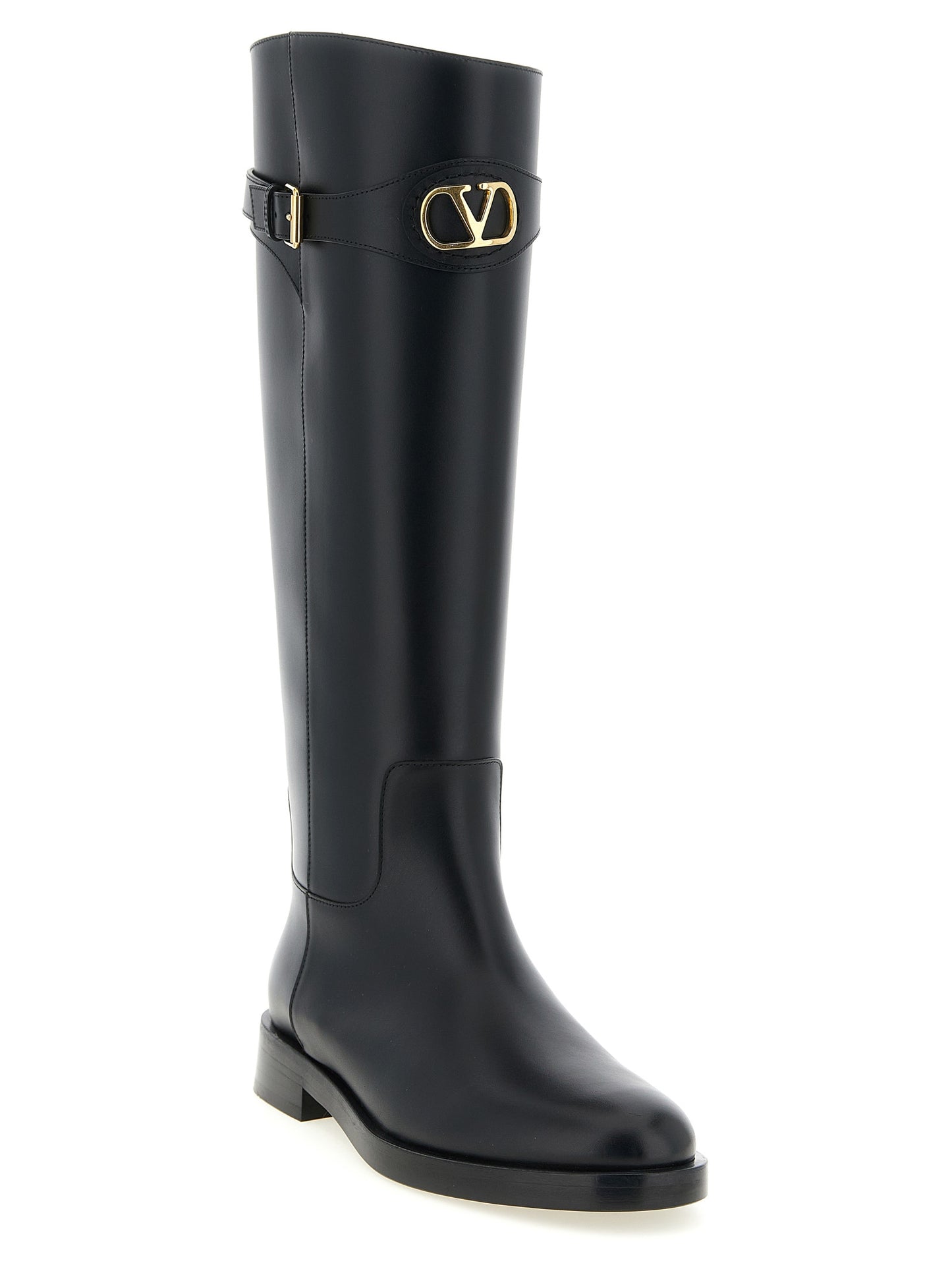 Valentino Garavani Black Calfskin Over The Knee Boots