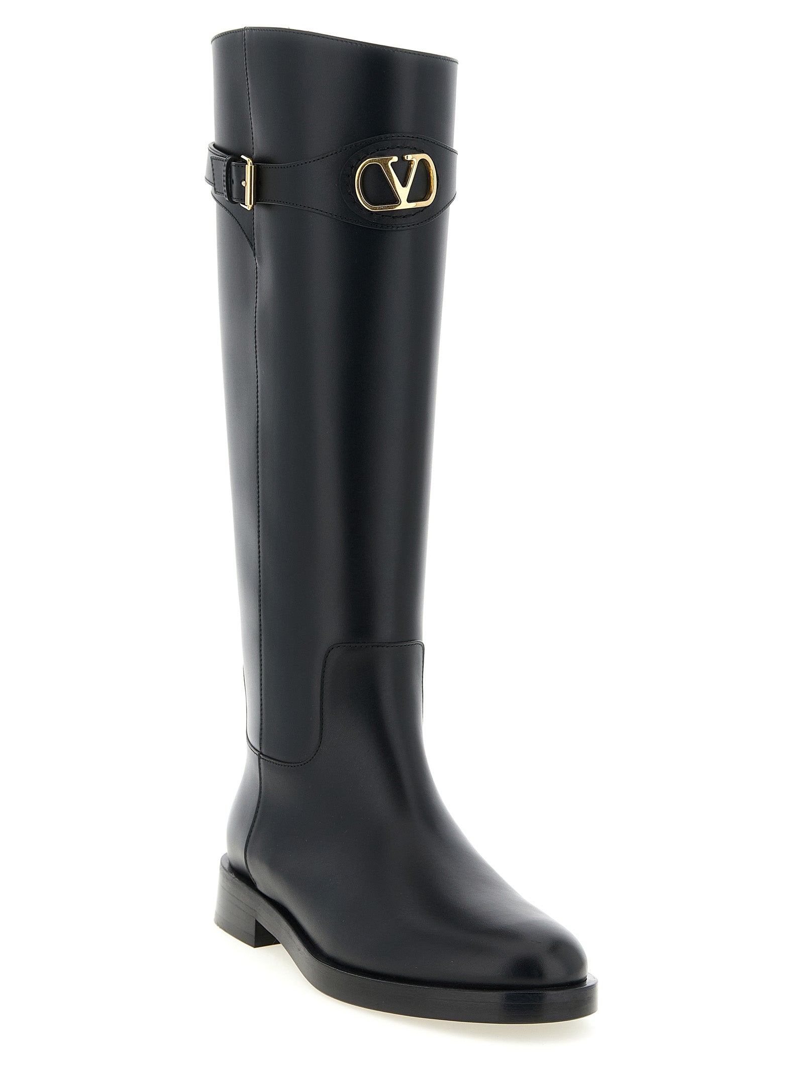Valentino Garavani Black Calfskin Over The Knee Boots
