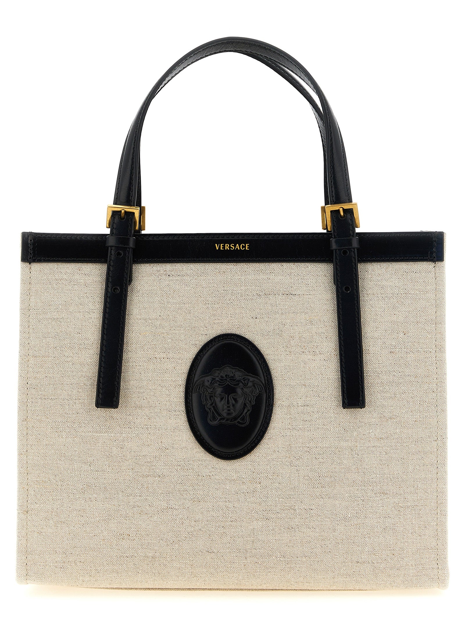 Versace Medium Rivière Beige Leather Tote Bag