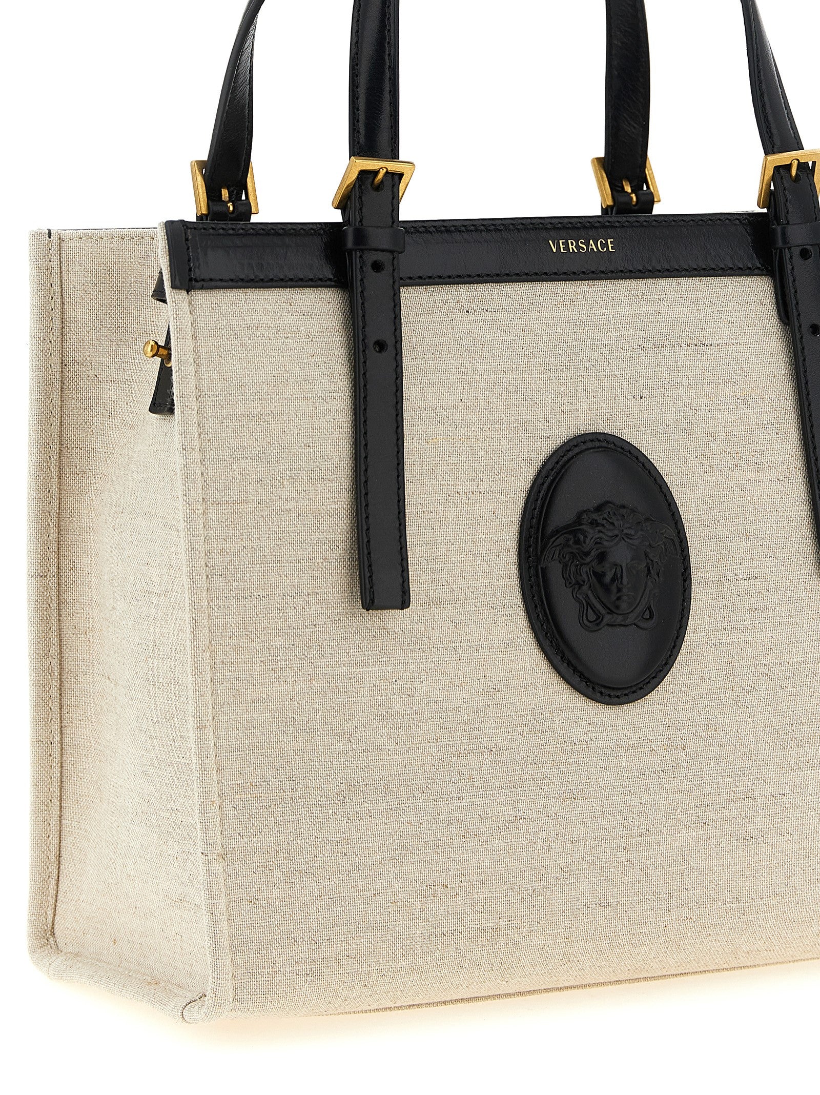Versace Medium Rivière Beige Leather Tote Bag