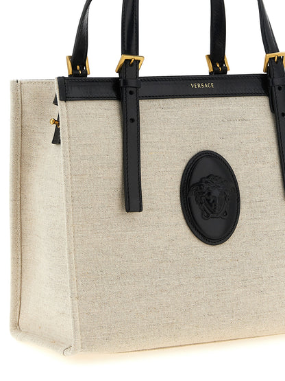Versace Medium Rivière Beige Leather Tote Bag