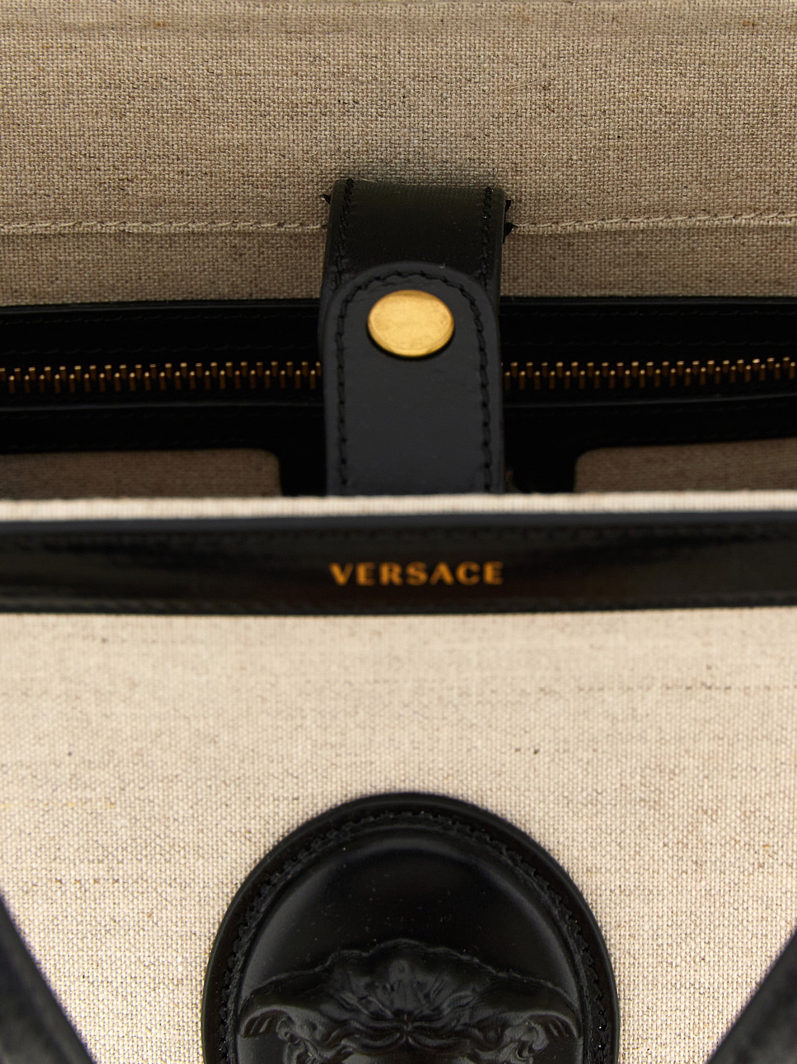 Versace Medium Rivière Beige Leather Tote Bag