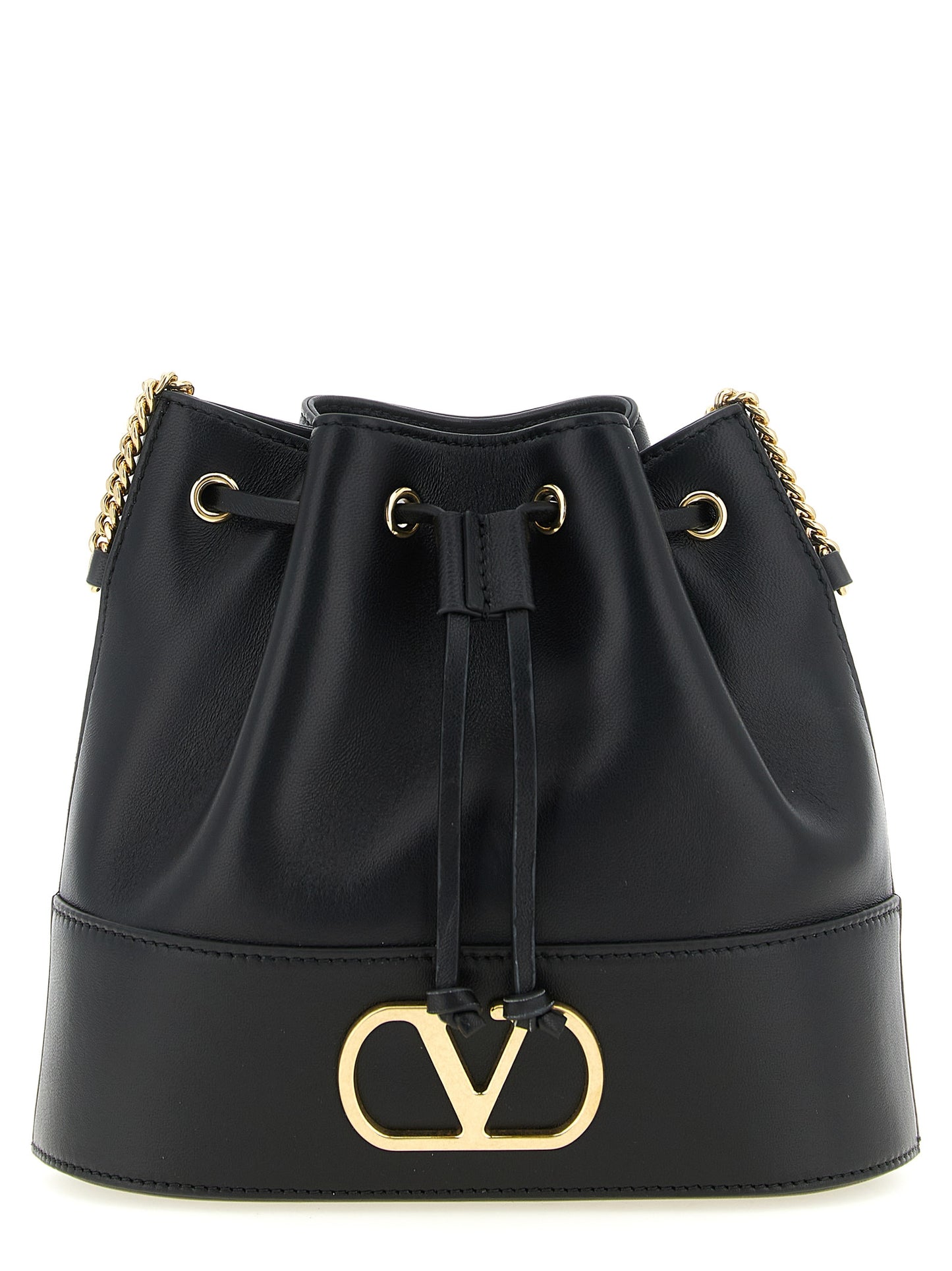 Valentino Garavani Black Lamb Leather Bucket Bag
