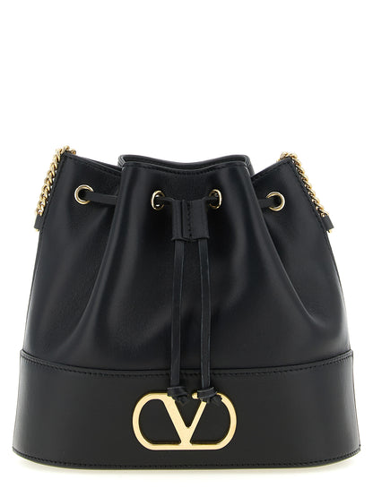 Valentino Garavani Black Lamb Leather Bucket Bag